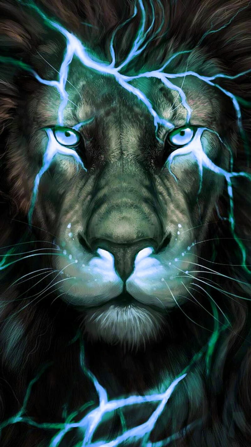HD-wallpaper-lightning-lion-neon-blue-neon-blue