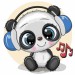 cartoon-panda-headphones-yellow-background-cute-147635173