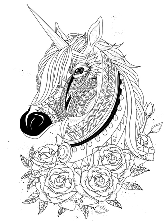 54051570-sacred-unicorn-with-roses-adult-coloring-page